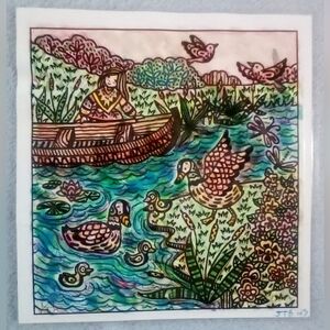 🎨Colorful River Watercolor Painting Art🖼